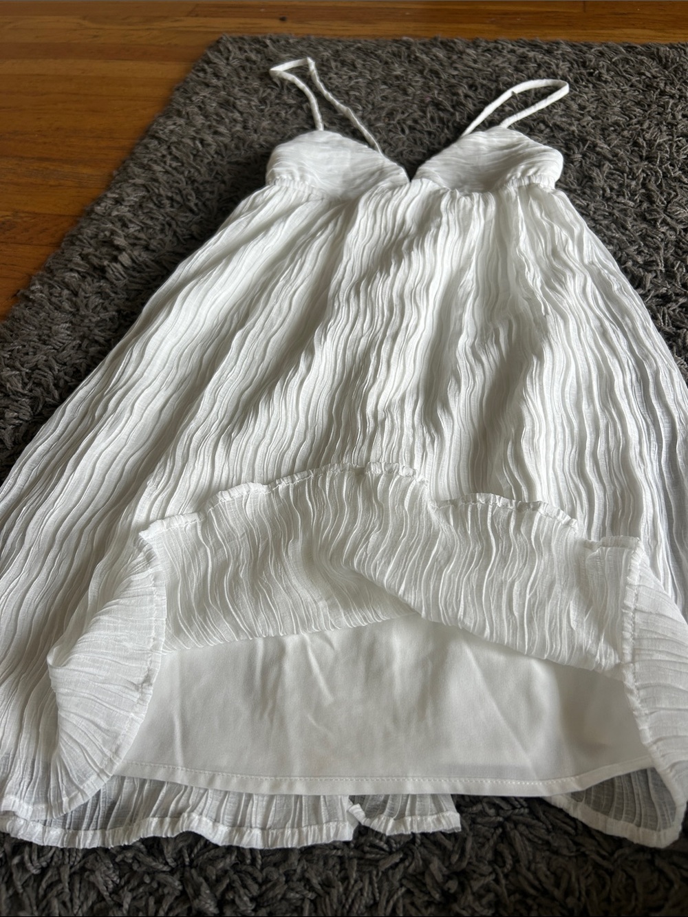 NWOT Princess Polly Matea White Crinkle Spaghetti Strap Mini Dress Size 4 - Picture 4 of 13